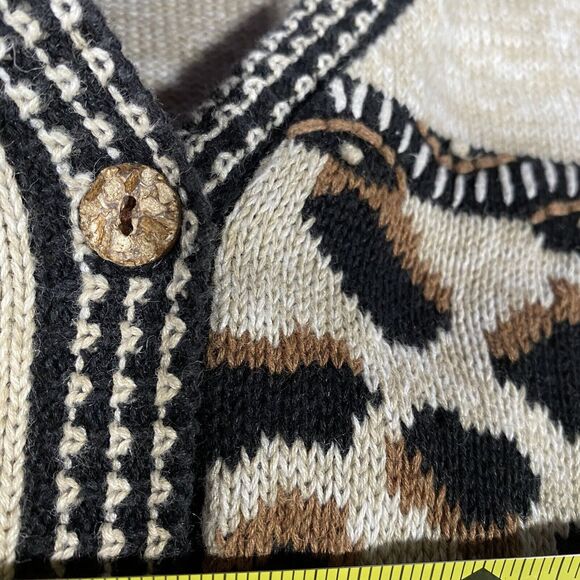 Vtg Koret Sweater Vest Button Up Patchwork Animal Print Leopard Cheetah Zebra - Picture 7 of 7